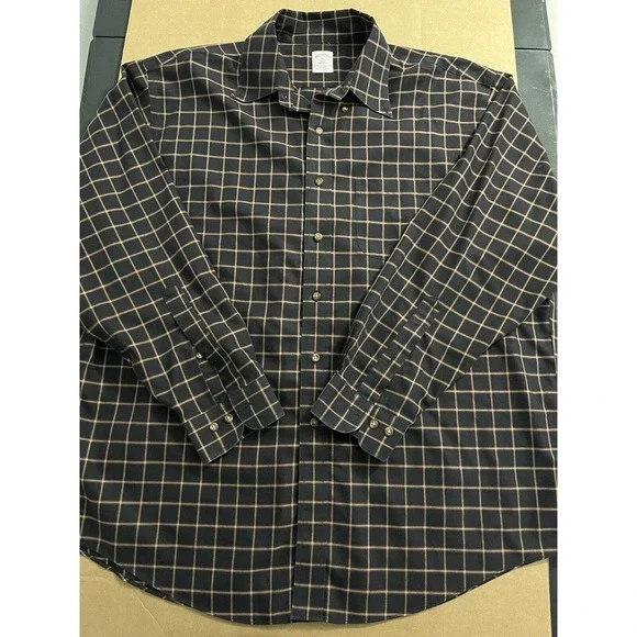 brooks brothers black dress shirt Brooks Brothers BB18007 Womens Deep Black Satin Anti Static Long Sleeve Button  Down Shirt — BigTopShirtShop.com main image 1